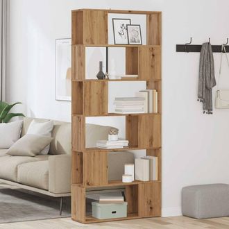 Berkfield Home Classic Book Cabinet/Room Divider Artisian Oak 80x24x186 cm in Brown | Size: 80 x 24 x 186 cm