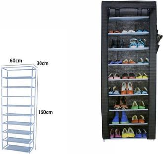 Trade Shop Trade Shop - Zapatero 9 Estantes Tnt Tela Armario Camping Portatil 60x30x160cm 69070