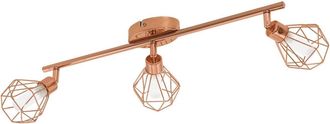 Loops Flush 3 Spot Ceiling Light Copper Steel Shade White Satin Glass Bulb G9 3x3W