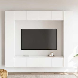 vidaXL Vidaxl - Set De Muebles De Sal&oacute;n Tv 8 Piezas Madera De Ingenier&iacute;a Blanco