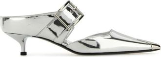 Alexander McQueen Punk Buckle Mule - female - Alexander McQueen - Heeled Mules - Gray - 4 1/2 UK - Shoes