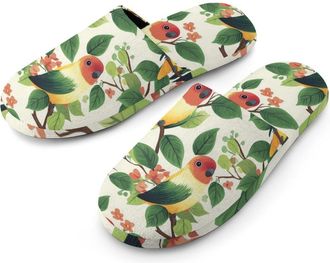 Generic Fischers Lovebird Mens Cozy House Slippers Winter Warm Shoes with Anti-Slip Sole for Travel Indoor Outdoor