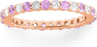 Pompeii3 1 cttw Pink Sapphire & Diamond Wedding Eternity Ring 10k Rose Gold