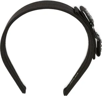 Ferragamo Haarband met strik en Swarovski-kristallen - Dames - Haaraccessoires - Zwart - ONE Size - Katoen - Accessoires