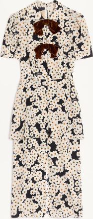 Valentino Abito In Crepe De Chine Stampa Apres LHiver Primula Donna NERO/MULTICOLOR 36