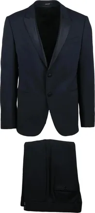Emporio Armani Tailored Wool Stretch Tuxedo Suit With Satin Lapels
