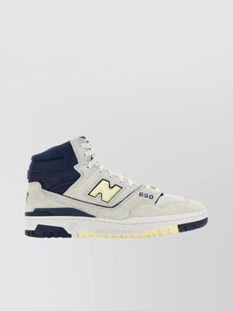 New Balance multicolor high-top leather and suede sneakers