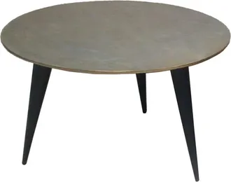 Bigbuy Mesa Baja - Aluminio - Negro Dorado - 80x80x50 Cm - Montaje F&aacute;cil - Dise&ntilde;o Moderno