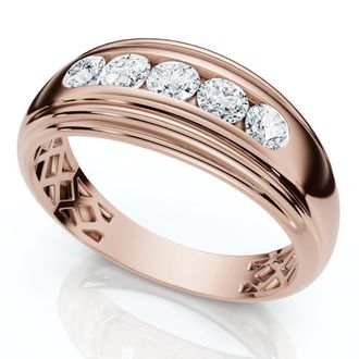 Pompeii3 Mens 1/2ct 5-Stone Diamond Wedding Ring Gold Lab Grown