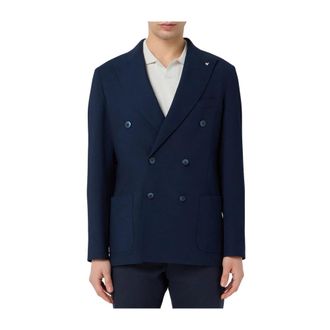 AT.P. CO Short Double-Breasted Jacket - male - At.P.Co - Blazers - Blue - 2XL - Jackets