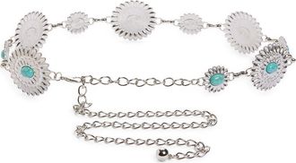 BP. Circular Chain Belt in Silver- Turq at Nordstrom