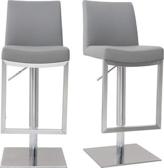 Miliboo Miliboo - Set De 2 Taburetes De Cocina Regulables Grises Con Acero Cromado Kyle