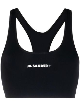 Jil Sander Black Sporty Top With Front Logo Print