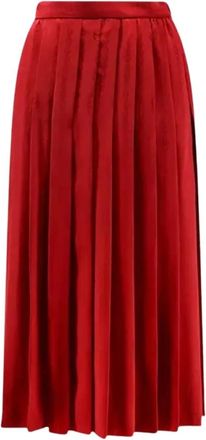 Gucci Geplooide Zijden Jacquard Midirok - Dames - Rokken - Rood - Maat: XL Zijde