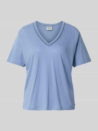 Scotch & Soda Relaxed Fit T-Shirt aus Leinen-Mix mit V-Ausschnitt in Hellblau, Gr&ouml;&szlig;e XL