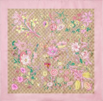 Gucci Pa&ntilde;uelo de seda floral con GG