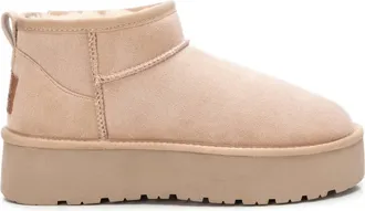 Xti Womens Beige Suede Ankle Booties 142212