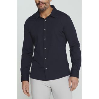 7 Diamonds Ferris Seersucker Button-Up Shirt in Navy at Nordstrom, Size Xx-Large