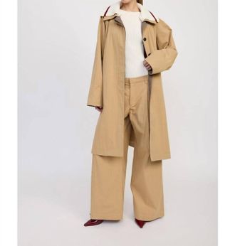En Saison Marleigh Long Car Coat In Khaki