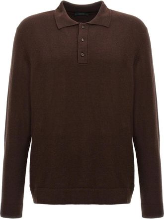 Zanone Cashmere Wool Polo Shirt - Heren - Ronde hals truien - Bruin - XL - Wol - Truien & Vesten