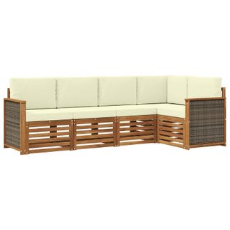vidaXL Conjunto De Sof&aacute; Seccional Con Coj&iacute;n 4 Pcs Natural Y Crema Vidaxl