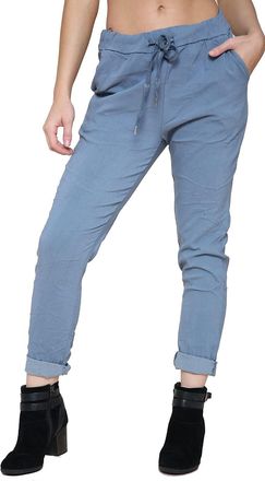 Generic MIZAF Womens Plain Magic Trousers - Ladies Italian Yoga Pants Lagenlook Jogger Active Casual Stretchy Joggers Pant (Denim Blue, 16-22)