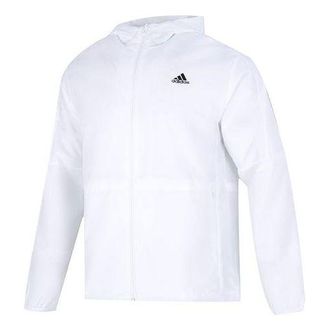 adidas Mens adidas Mh Lite Wvjkt Athleisure Casual Sports Hooded Solid Color Woven White Jacket HM2977