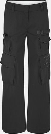Off-white Womens Off White Solid Wide Leg Cargo Pants in Black - Size 6 UK