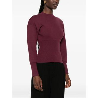 Anine Bing Mock Neck Ribbed Knit Sweater - Red