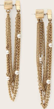 AllSaints Brass Rae Frontback Chain Earrings, Size: One Size