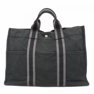 Herm&egrave;s Black Canvas Tote Bag (Pre-Owned)