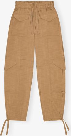 Ganni Beige Light Slub High Waist Trousers