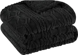 Superior Boho Knit Jacquard Fleece Plush Fluffy Blanket