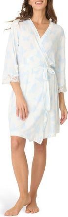 PJ Salvage Forever Lace Trim Short Robe in Ivory at Nordstrom, Size X-Small