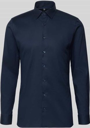 Olymp No. 6 Slim Fit Businesshemd mit Kentkragen in Marine, Gr&ouml;&szlig;e 37
