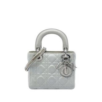 Dior Pre-owned Lady Dior Mini Bag - Dames - Vintage Mini Tas - Grijs - ONE Size - Leer - Vintage