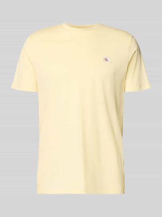 Calvin Klein Jeans T-Shirt mit Label-Badge in Hellgelb, Gr&ouml;&szlig;e XXL