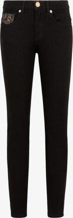 Roberto Cavalli Animalier Patchwork-Print Slim-Fit Jeans, Brand Size 38 ( US Size 4 )