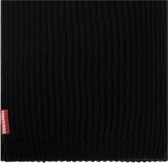 Dsquared2 Mens Beanie & Scarf Set Black Wool