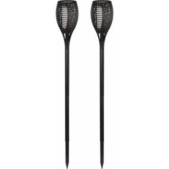 ETC Shop Torce da giardino fiamma solare 97,5 cm Luci solari Decorazione da giardino lampade solari per esterno Luce fiamma, effetto fuoco, plastica nera, 54x