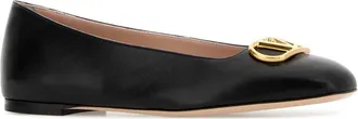 Valentino Garavani Womens Vlogo Ballerina Black Lambskin Leather