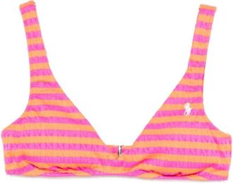Ralph Lauren Pink V-Neck Striped Bikini Top