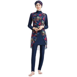 Generic Muslim Swimwear for Women Floral Modesty Swimsuit Islamic Hijab Burkini Beachwear Tankini Swimming Costume UK Women