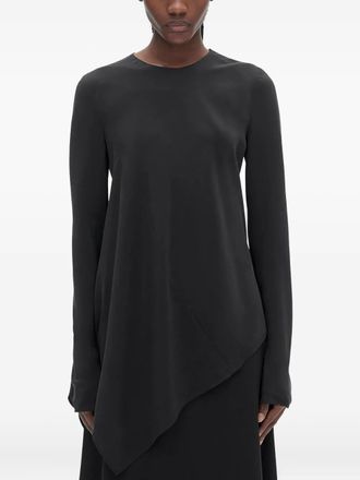 Ann Demeulemeester Deana asymmetric top - women - Silk - 34 - Black