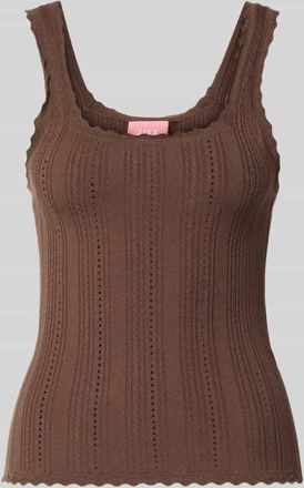 Jack & Jones Tanktop in Pointelle-Strick mit Karree-Ausschnitt Modell GIANNA in Dunkelbraun, Gr&ouml;&szlig;e XL