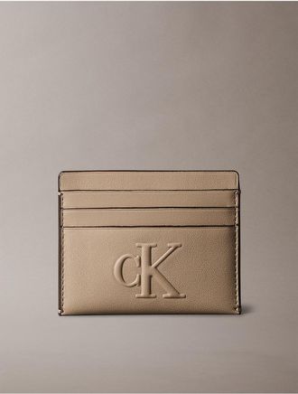 Calvin Klein Womens Sculpted Impression Card Case - Brown