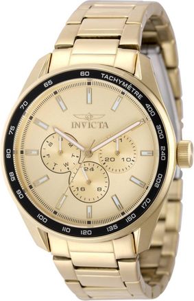 Invicta Specialty 49956 Heren Horloge - Quartz Uurwerk - Roestvrij Staal met gouden Wijzerplaat - 42mm