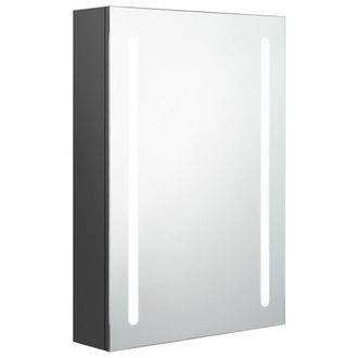Berkfield Home LED Bathroom Mirror Cabinet Grey 50x13x70 cm | Size: 50 x 13 x 70 cm