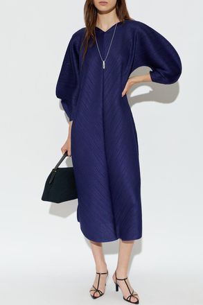Pleats Please Issey Miyake Pleated Dress, Womens, Navy Blue