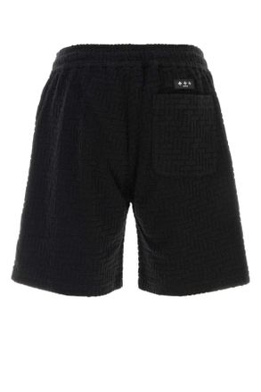 Tatras Textured Cotton Blend Jogger Shorts - Black